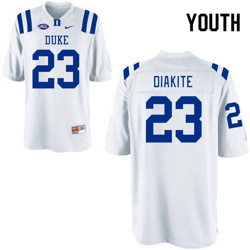 Youth #23 Diassa Diakite Duke Blue Devils College Football Jerseys Stitched-White